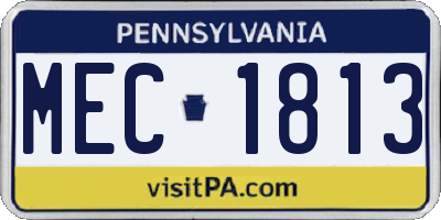 PA license plate MEC1813