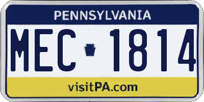 PA license plate MEC1814
