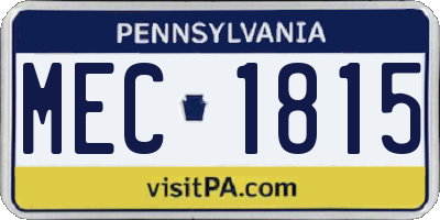PA license plate MEC1815