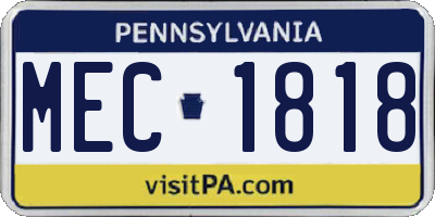 PA license plate MEC1818
