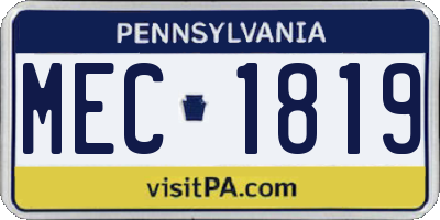 PA license plate MEC1819