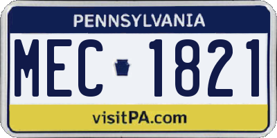 PA license plate MEC1821