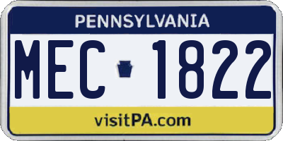 PA license plate MEC1822