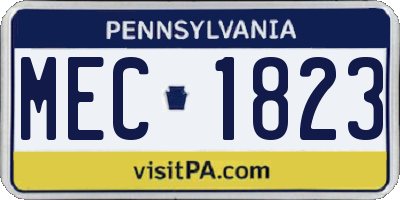 PA license plate MEC1823