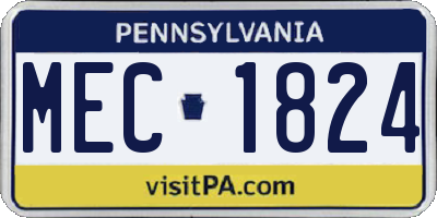 PA license plate MEC1824