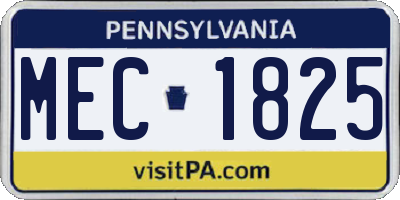 PA license plate MEC1825