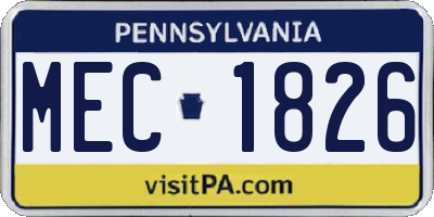 PA license plate MEC1826
