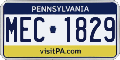 PA license plate MEC1829