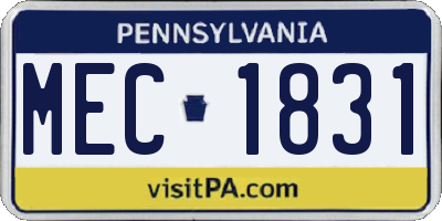 PA license plate MEC1831