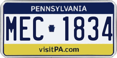 PA license plate MEC1834