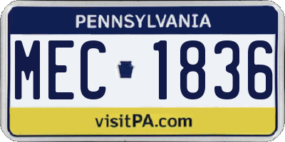 PA license plate MEC1836