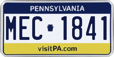 PA license plate MEC1841