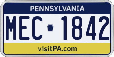 PA license plate MEC1842