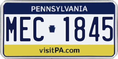 PA license plate MEC1845