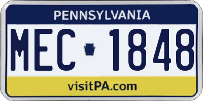 PA license plate MEC1848