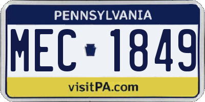 PA license plate MEC1849
