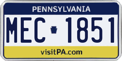PA license plate MEC1851