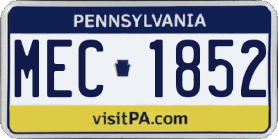 PA license plate MEC1852