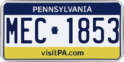PA license plate MEC1853