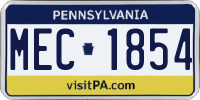 PA license plate MEC1854