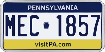 PA license plate MEC1857
