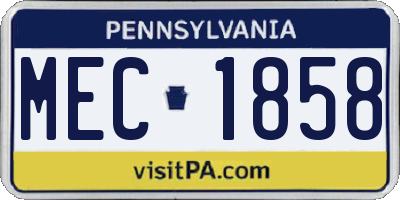 PA license plate MEC1858
