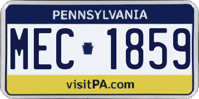 PA license plate MEC1859