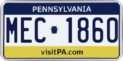 PA license plate MEC1860