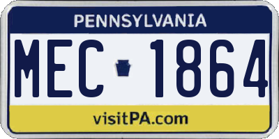 PA license plate MEC1864