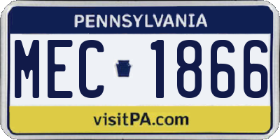 PA license plate MEC1866