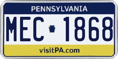 PA license plate MEC1868