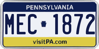 PA license plate MEC1872