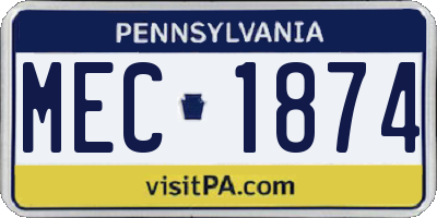 PA license plate MEC1874