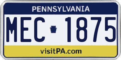 PA license plate MEC1875