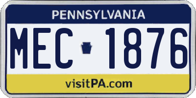 PA license plate MEC1876