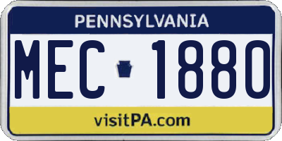 PA license plate MEC1880