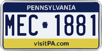 PA license plate MEC1881