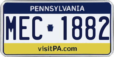 PA license plate MEC1882