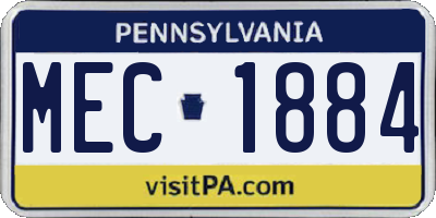 PA license plate MEC1884