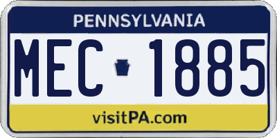 PA license plate MEC1885