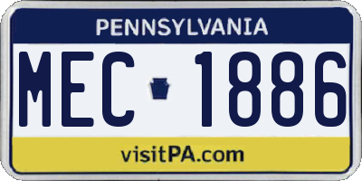 PA license plate MEC1886