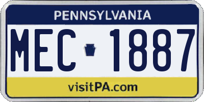 PA license plate MEC1887