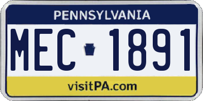 PA license plate MEC1891