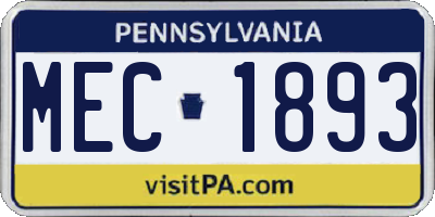 PA license plate MEC1893