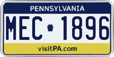 PA license plate MEC1896