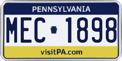 PA license plate MEC1898