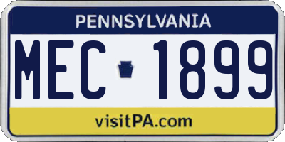 PA license plate MEC1899