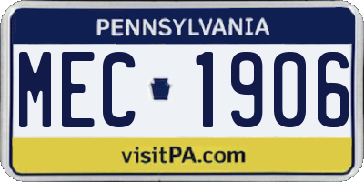 PA license plate MEC1906