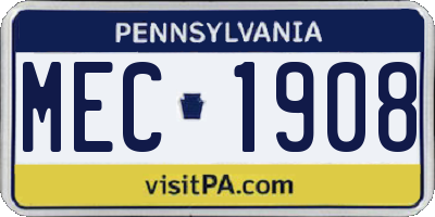 PA license plate MEC1908