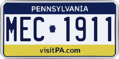 PA license plate MEC1911